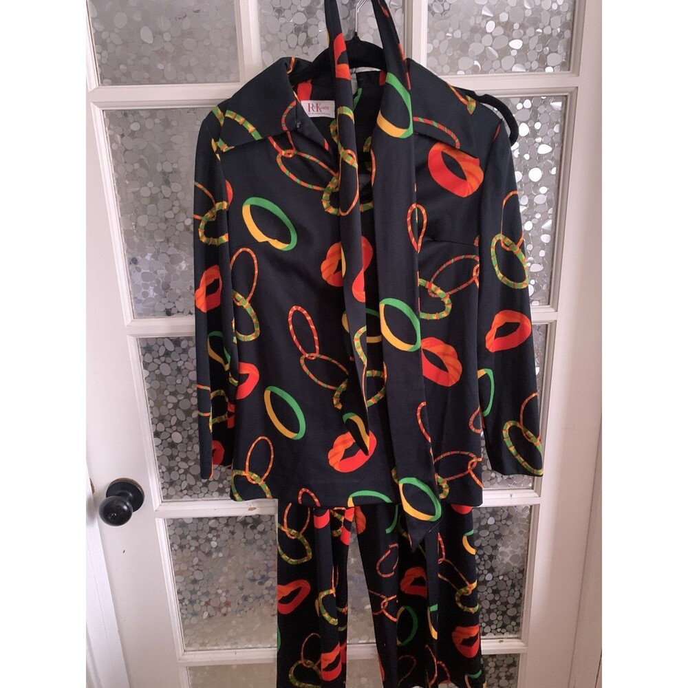3Pc Vtg R&K Originals Outfit Pantsuit Mod Hippie Youthquake Sz 10 Union Label